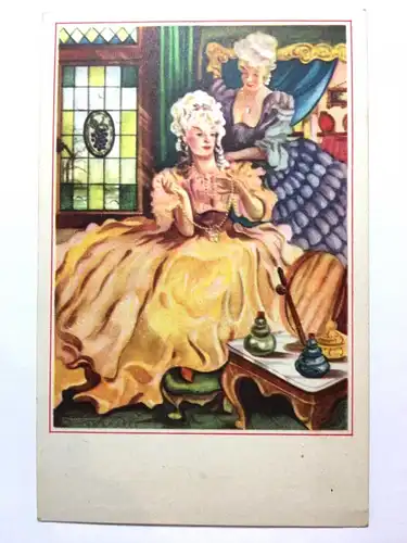 Frauen in edlen Kleidern - Renaussance Perücken - Künstlerkarte 110072 TH