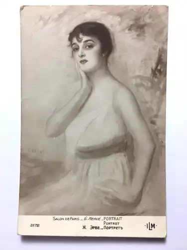 Portrait (G.Herve) - Salon de Paris - Bild einer Frau - Künstlerkarte 110067 TH