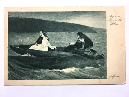 Auf dem Strome des Lebens (G.Tyrahn) - Frauen im Boot - Künstlerkarte 110060 TH