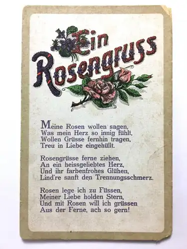Ein Rosengruss - Gedicht - Künstlerkarte 110058 TH