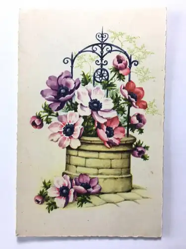 Mohnblumen - Blumenstrauß Blumenstock - Künstlerkarte 110080 TH