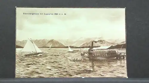 Starnbergersee mit Zugspitze Bayern Schiffe Segelschiffe JW 500262 F