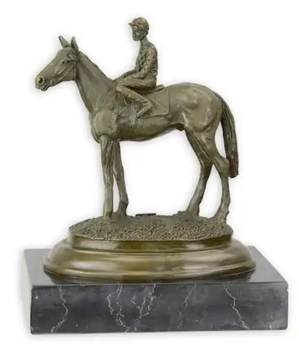 Bronze Skulptur Pferd und Reiter H 20.4 X L 16.8 NL BE-27