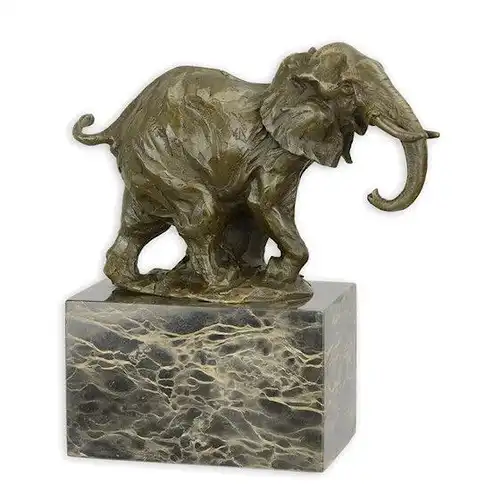Bronze Skulptur auf Marmor Block Elefant laufend H 20,8 L 8,1 NLSL-65 4