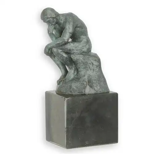 Bronze Skulptur auf Marmor Auguste Rodin Der Denker H ca. 20 cm NLBE-89