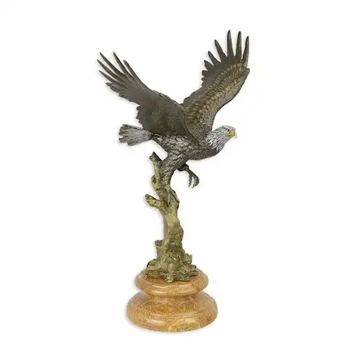 Bronze Skulptur auf Marmor Block Adler im Flug H 33 L 15,2 NLBX-13