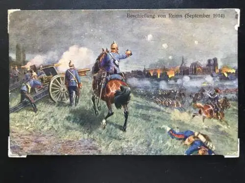 Beschießung von Reims (September 1914) - Geschütz Soldat auf Pferd 170034 TH