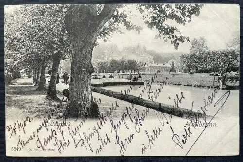 Schlosspark Hellbrunn Garten Weiher Baum Gebäude Salzburg Österreich 410866 TH