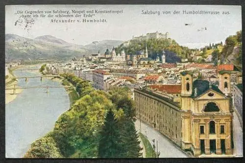 Salzburg  v.d. Humboldtterasse Salzach Festung Burg Kirche Österreich 410861 TH