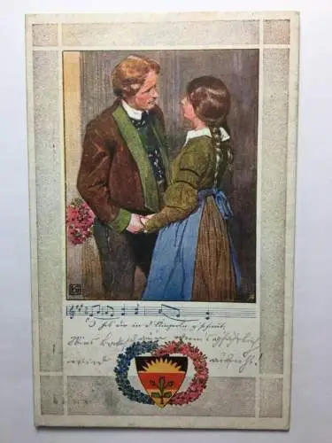 Deutscher Schulverein - Paar blickt sich an / Künstlerkarte 30139 TH