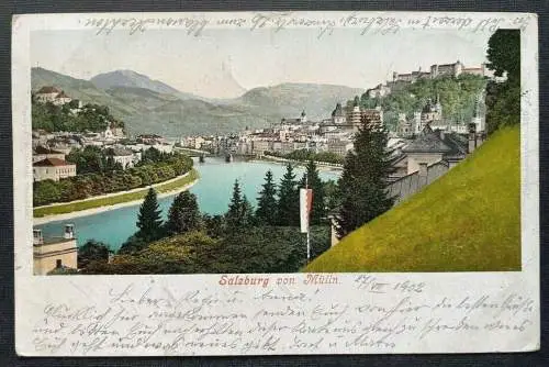 Salzburg von Mülln Salzach Fluss Brücke Festung Burg Kirche Österreich 410840 TH