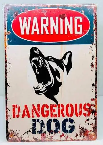 Nostalgie Vintage Retro Blechschild "WARNING Dangerous DOG" 30x20 12065