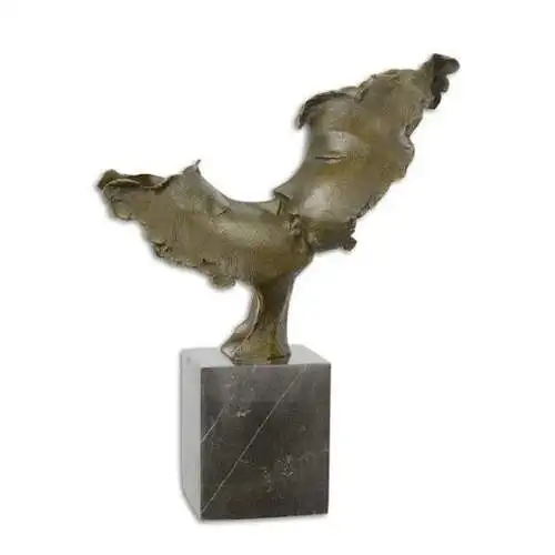 Bronze Skulptur auf Marmor Block 2 Gesichter Kuss H 45,9 L 12,8 NLBE-62