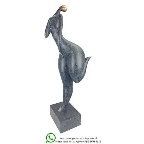 Bronze Skulptur auf Marmor Block Frau Akt Modernistisch H 60 NLTE-91
