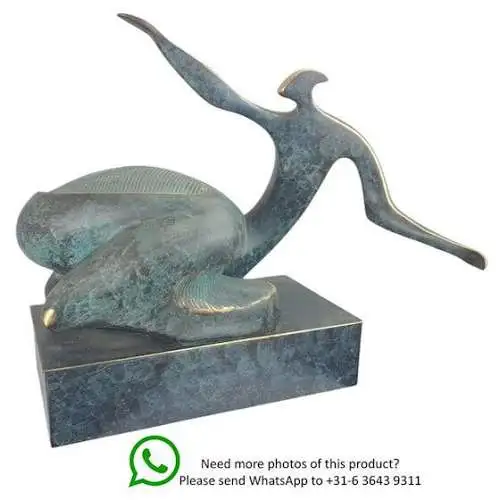Bronze Skulptur auf Marmor Block Frau Akt Modernistisch H 36 NLTE-99