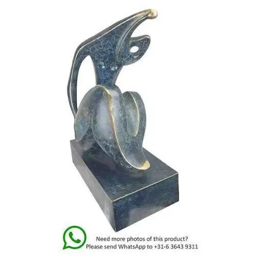 Bronze Skulptur auf Marmor Block Frau Akt Modernistisch H 40 NLTE-100
