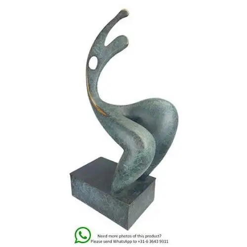 Bronze Skulptur auf Marmor Block Frau Akt Modernistisch H 47,5 NLTE-101