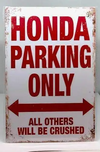 Nostalgie Nostalgie Retro Schild "Honda Parking only" 30x20 12024