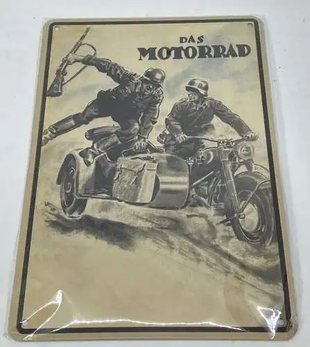 Das Motorrad Deutsche Soldaten Kradmelder Blechschild Metallschild 20 x 30 50043