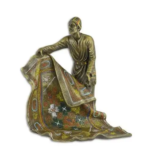 Bronze Skulptur Arabischer Teppich Verkäufer H 20,1 L 10,7 NLWB-3