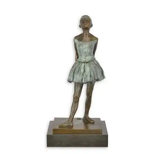 Bronze Skulptur auf Marmor Block Kleine 14jährige Tänzerin H 38,2 L 13,1 NLBE-87