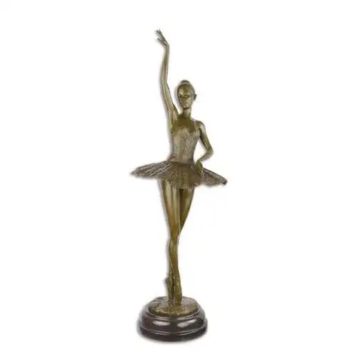 Bronze Skulptur auf Marmor Block Ballerina H 66,5 NLBE-55