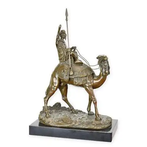 Bronze Skulptur auf Marmor Block Dromedar und Reiter NLJK-12