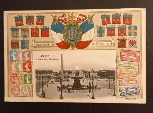 Paris La Place De La Concorde Flagge Prägekarte 600746A Ga G