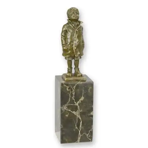 Bronze Skulptur auf Marmor Block Kleiner Junge NLSL-29 1