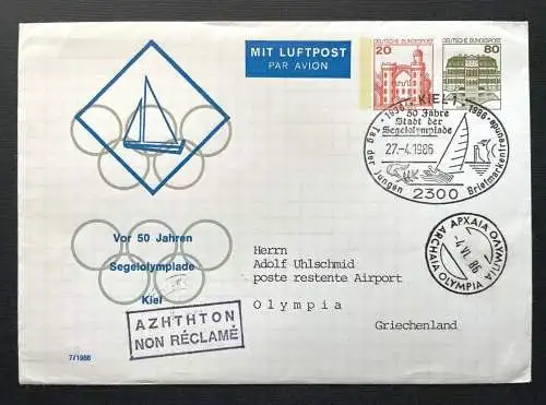 Brief Segelolympiade Kiel BRD Olympia GR Luftpost 1986 ca.16,1x11,3cm 410351