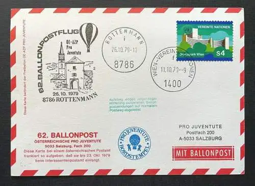 Brief 62.Ballonpost-Flug Bordstempel Rottenmann 1979 ca.14,8x10,6cm 410349