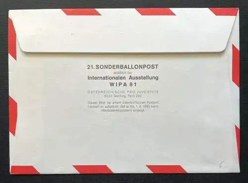 Brief Ballonpost Bordstempel OE-AZK Kärnten Fürnitz 1980 ca16,1x11,5cm 410347