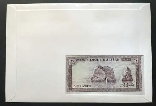 Banknoten-Brief Liban Beirut Libanon Geldschein 1987 ca.26,2x17,8cm 410341