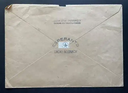 Brief Esperanto Pardubice CSSR OÖ Reco Brno26 1957 ca.22,9x16cm 410339