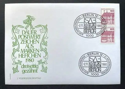 Brief Dauer-Postwertzeichen Sammlerbörse Berlin 1980 ca.16,2x11,3cm 410324