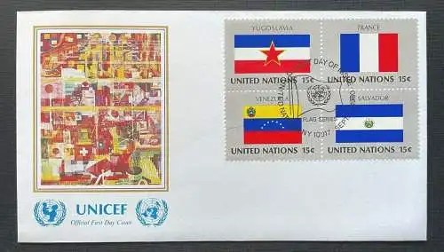 Brief Unicef FDC Flagge Yugoslavia France Venezuela SLV ca.16,5x9,2cm 410309 PR