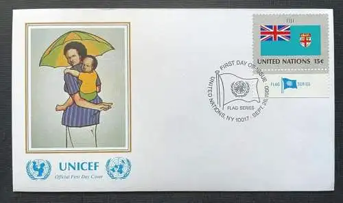 Brief Unicef FDC Flagge Fiji Fong Mother and Child ca.16,4x9,3cm 410311 PR