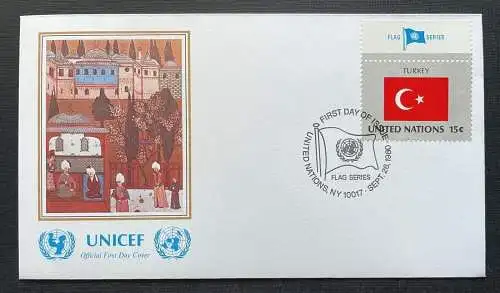 Brief Unicef FDC Flagge Turkey Osman Hunername ca.16,4x9,3cm 410310 PR