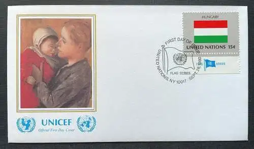 Brief Unicef FDC Flagge Hungary Rippl-Ron'ai Mother Child ca16,4x9,3cm 410303 PR