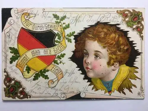 Kind mit Deutscher Fahne / Künstlerkarte 30023 TH