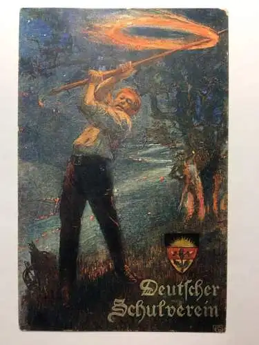 Deutscher Schulverein - Mann schwingt Stock / Künstlerkarte 30143 TH