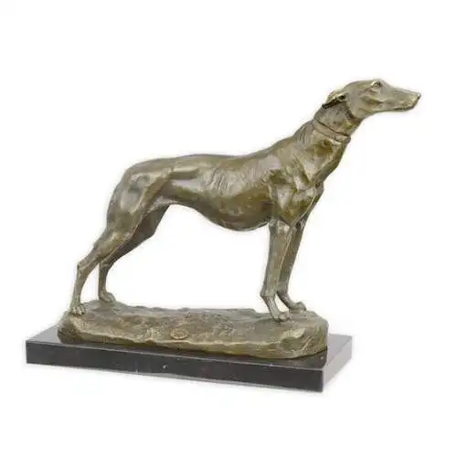 Bronze Skulptur auf Marmor Block Windhund H 24,5 NLVG-10
