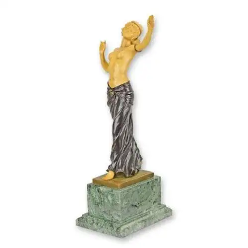 Bronze Skulptur auf Holz Junge Frau H 38,8 L 15 NLEX-9