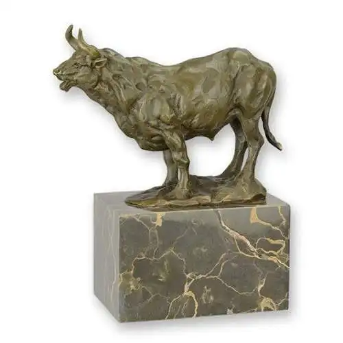 Bronze Skulptur auf Marmor Block Stier H 21,4 L 8,1 NLSL-13 4