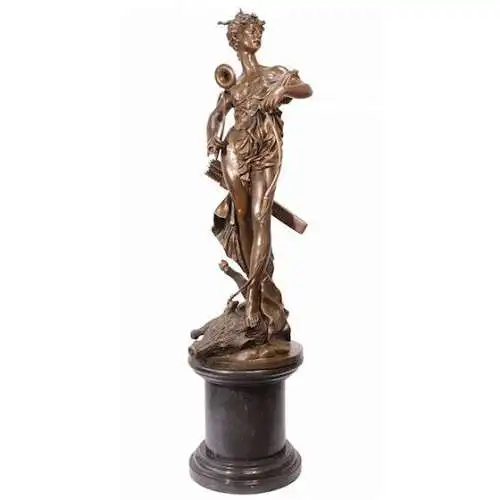 Bronze Skulptur auf Marmor Block Diana Artemis H 157 NLXX-27