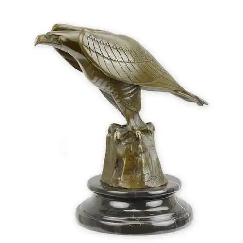 Bronze Skulptur auf Marmor Block Adler H 20,6 L 12,1 NLBJ-51