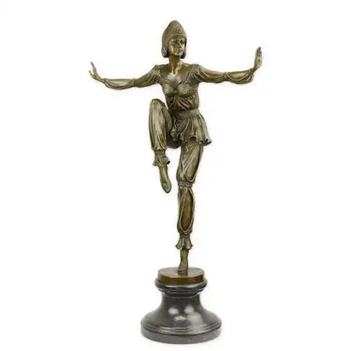 Bronze Skulptur auf Marmor Block Scheherazade Tänzerin H 75,4 L 20 NLUP-2