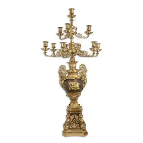Bronze Kerzenhalter vergoldet für 10 Kerzen H 122,5 L 62 NLCL-140