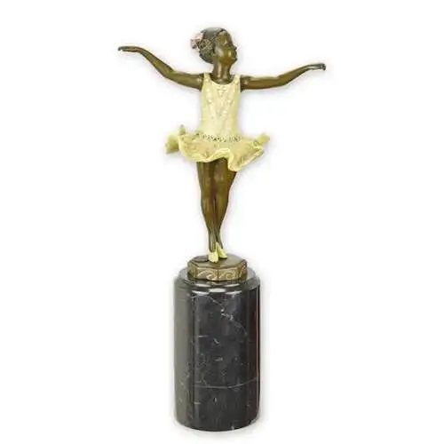 Bronze Skulptur auf Marmor Block Ballerian Mädchen H 31,8 L 7,8 NLBG-28