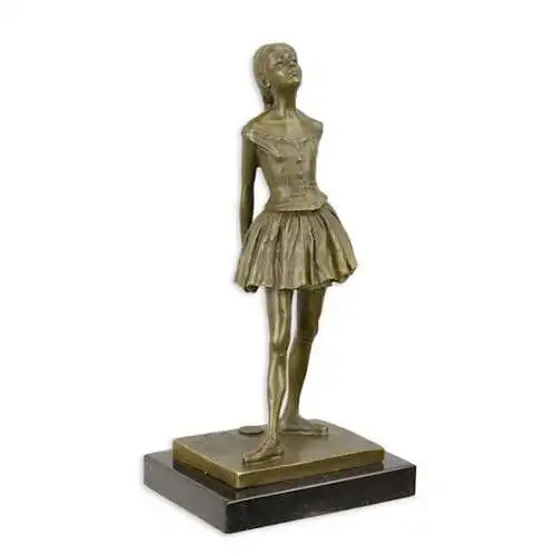 Bronze Skulptur auf Marmor Block Kleine 14jährige Tänzerin H 26 L 9,9 NLBX-10